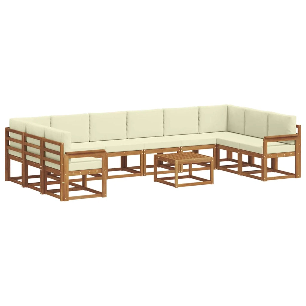 Set di divani da esterno con cuscino 11 pcs Naturale e Crema 3367078