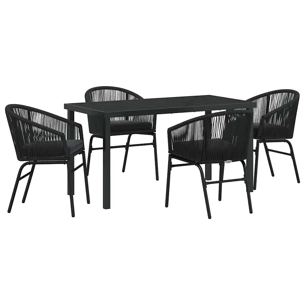 Set da Pranzo per Giardino 5 pcs Nero