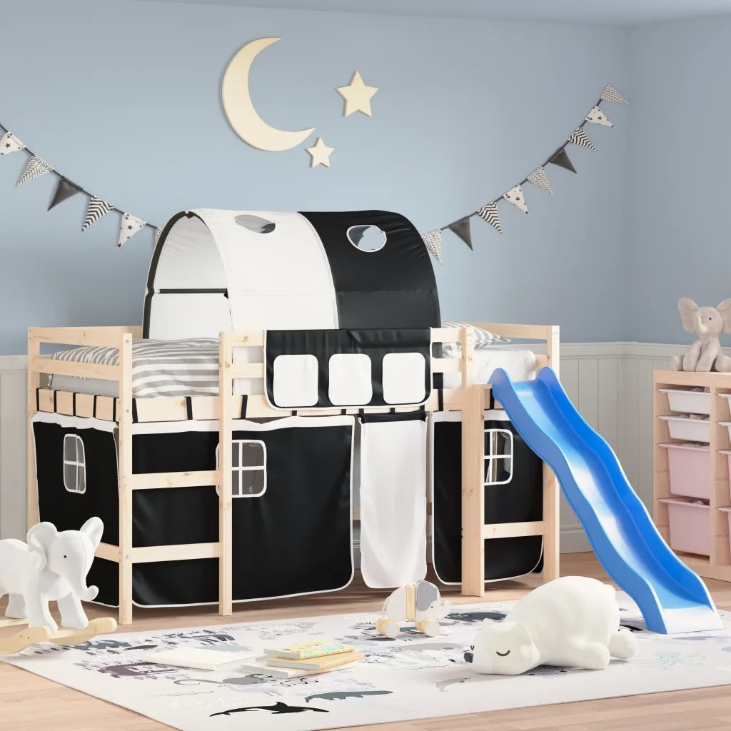 Tende per Letto a Soppalco con Tunnel Bianco e Nero Poliestere CFW5347492