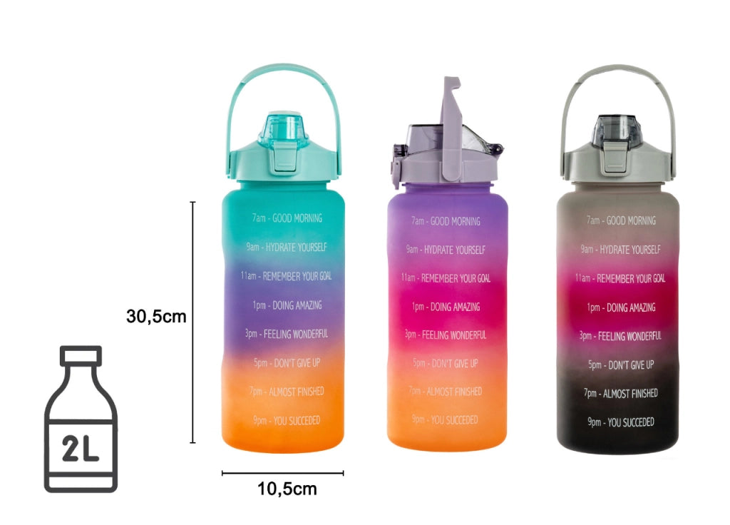 Borraccia Motivazionale Multicolor Sun 2 Litri Bevande Fredde