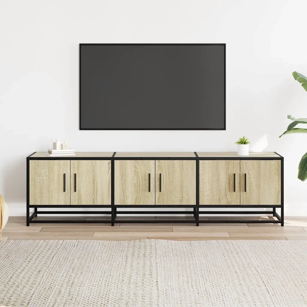Mobile TV Rovere Sonoma 150x35x41 cm in Truciolato e Metallo