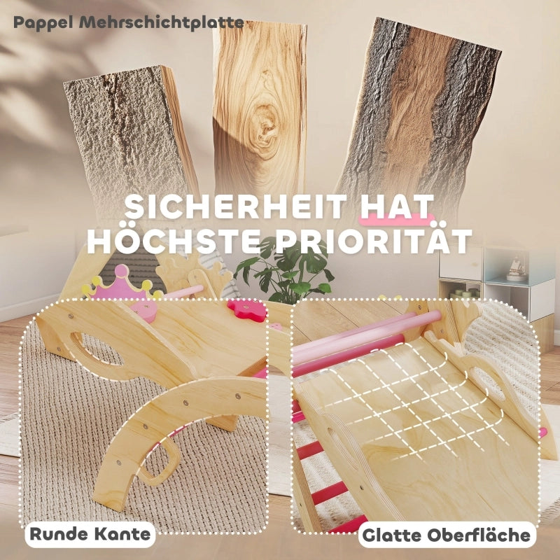 GIOCO DA ARRAMPICATA INDOOR 8-IN-1 98x44x19 cm Legno Rosa