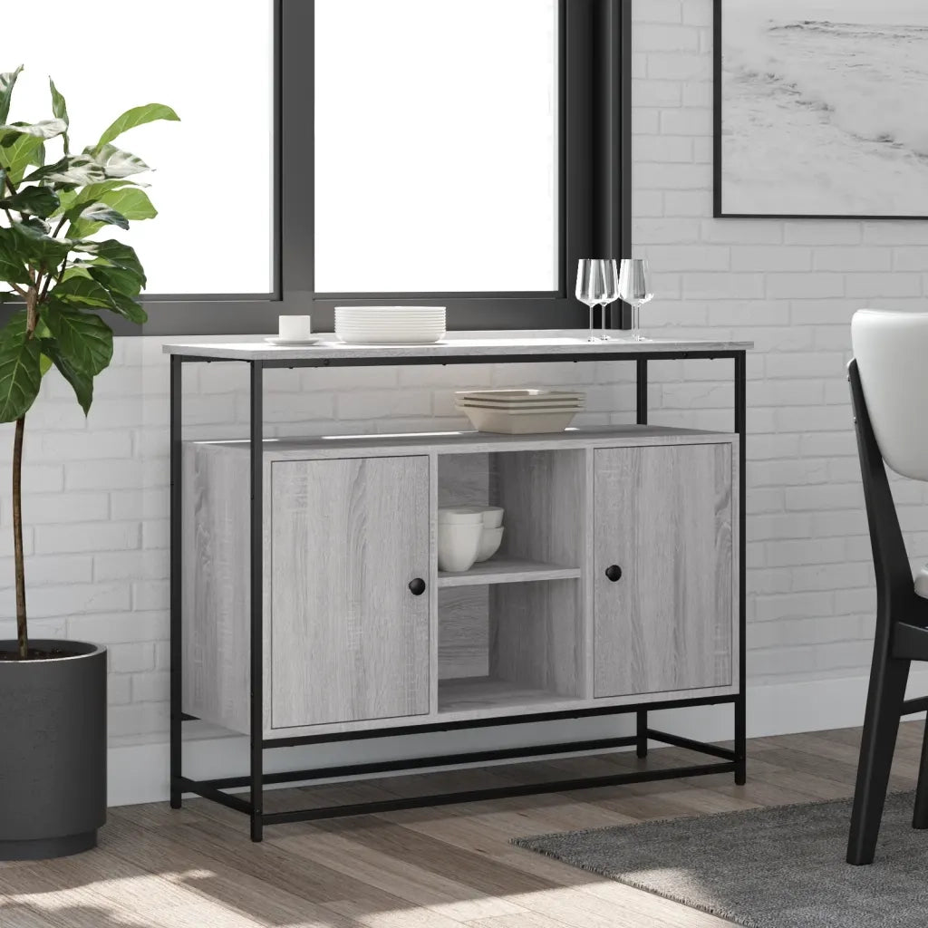 Credenza | Madia | Buffet da pranzo | Armadio da pranzo Grigio Sonoma 100x35x80 cm in Legno Multistrato