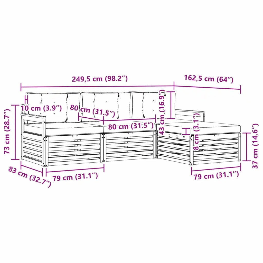 Set di divani da esterno con cuscino 4 pcs Naturale e Antracite 3373247