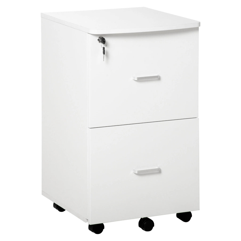 Cassettiera per Ufficio con 2 Cassetti e Chiusura a Chiave ¨C Minimal ¨C Bianco 43x45x72 cm