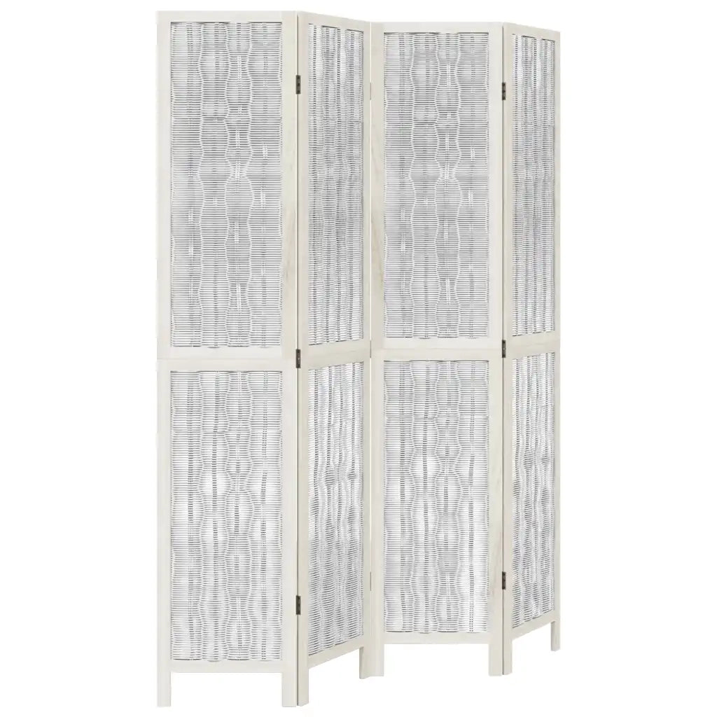 Divisorio Ambienti 4Pannelli Bianco Legno Massello di Paulownia 358675
