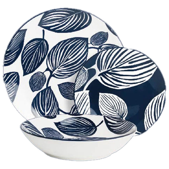 Borella 25708 Batik Servizio Piatti 18 Pezzi Porcellana colore Blu