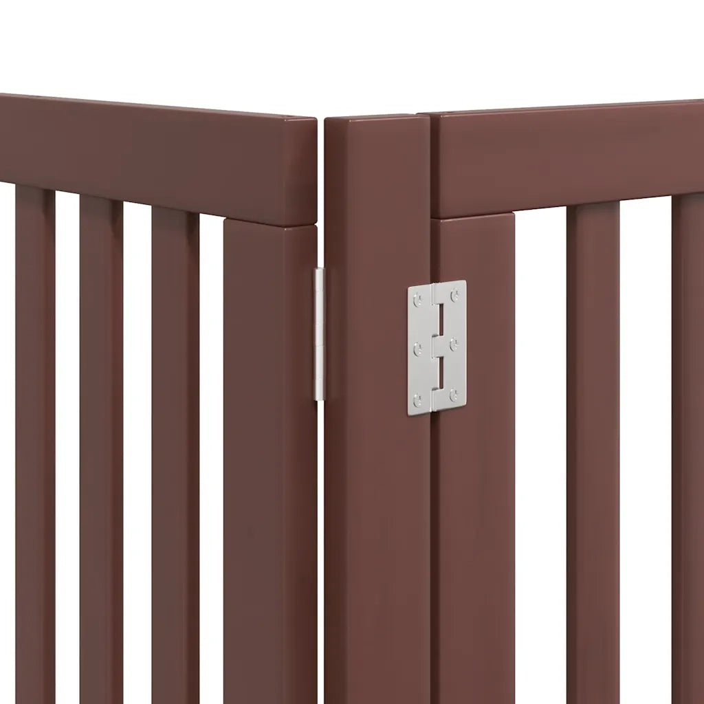 Cancello Cani Porta Pieghevole Marrone 9 Pannelli 450cm Pioppo CFW1883563