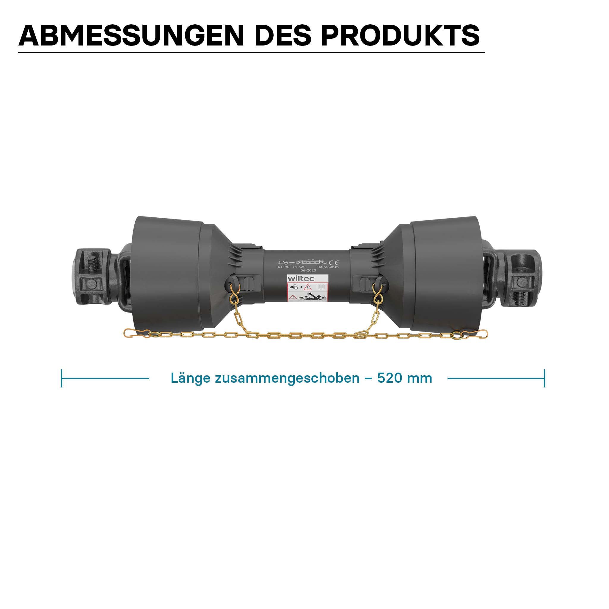 Albero cardanico T4 Giunto cardanico 520mm 460Nm 540rpm Cardano 40kW (55CV) 2x 1 3/8" 6 denti