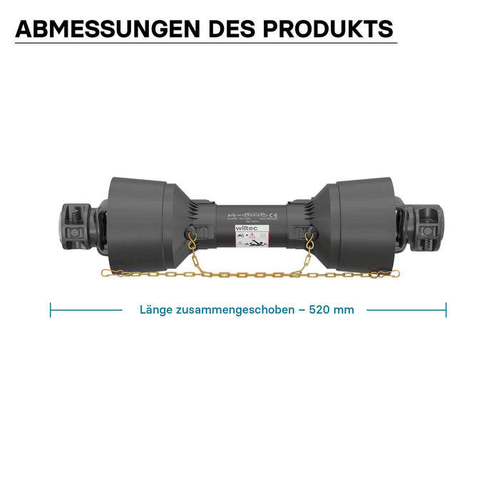 Albero cardanico T4 Giunto cardanico 520mm 460Nm 540rpm Cardano 40kW (55CV) 2x 1 3/8" 6 denti