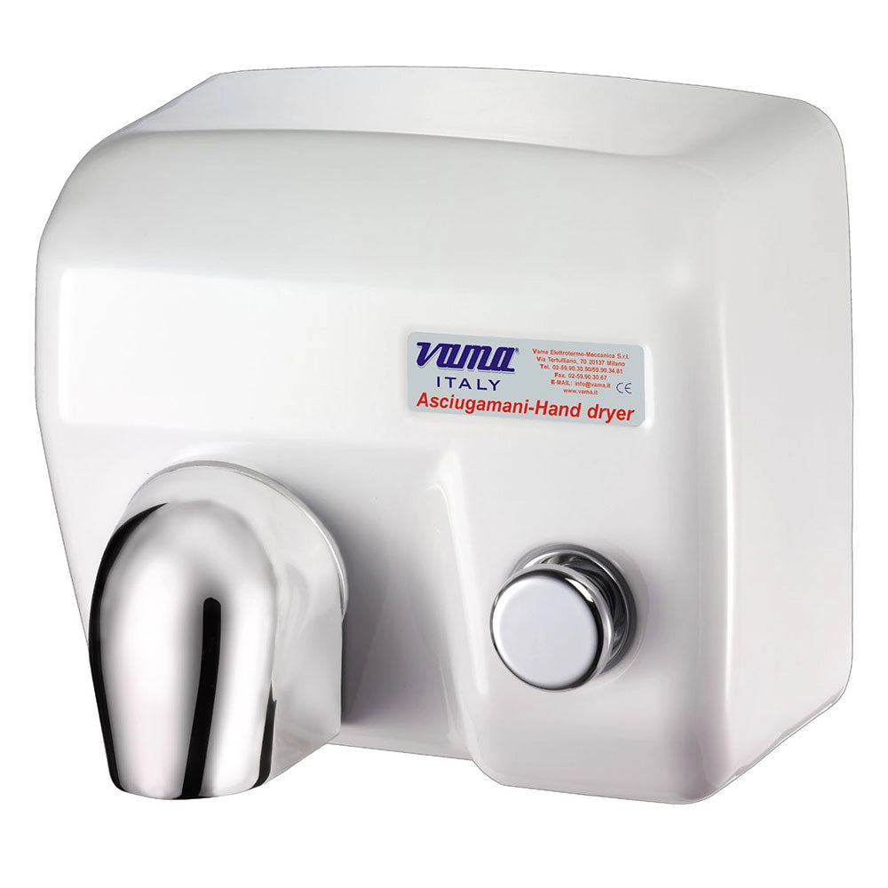 Asciugamani Elettrico Antivandalo con Pulsante 2400W Vama Ariel BP Acciaio Bianco
