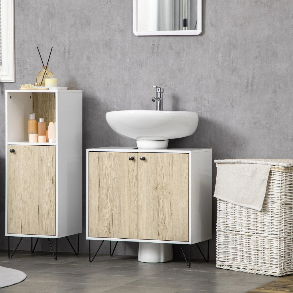 Mobiletto Sottolavabo ¨C Zephmum ¨C 60x30x60 cm Bianco Rovere