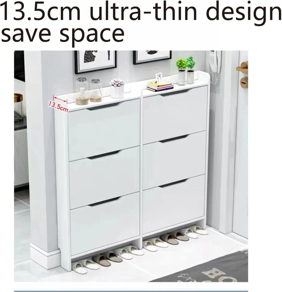 scarpiera Secchio ribaltabile per scarpiera - Scarpiera moderna con 3 cassetti ribaltabili per camera da letto, soggiorno - Design sottile e indipendente per ingresso (Colore: Noce, Dimensioni: B