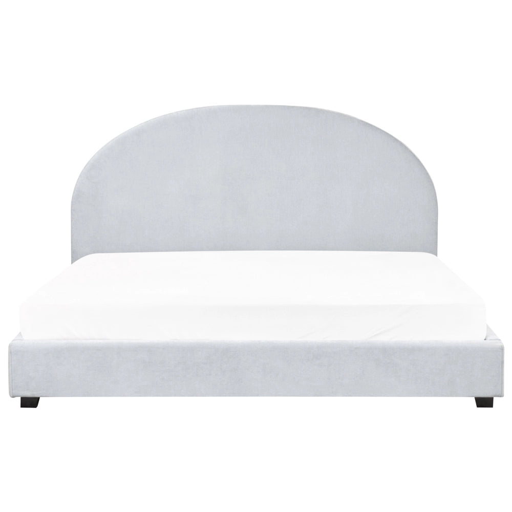 Letto matrimoniale in tessuto di ciniglia azzurro 180 x 200 stile retrò minimalista