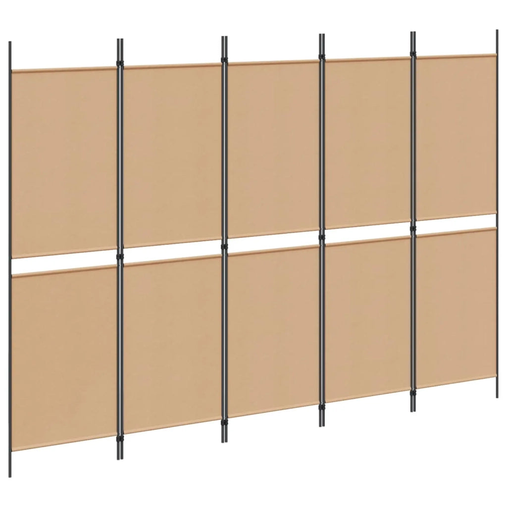 Paravento a 5 Pannelli Beige 250 x 180 cm Tessuto 42039217
