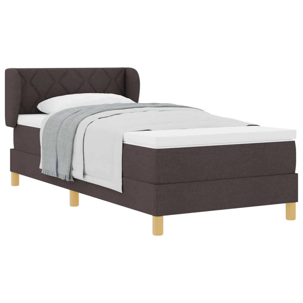 Letto a molle con materasso Marrone Scuro 90 x 200 cm Tessuto 3340258