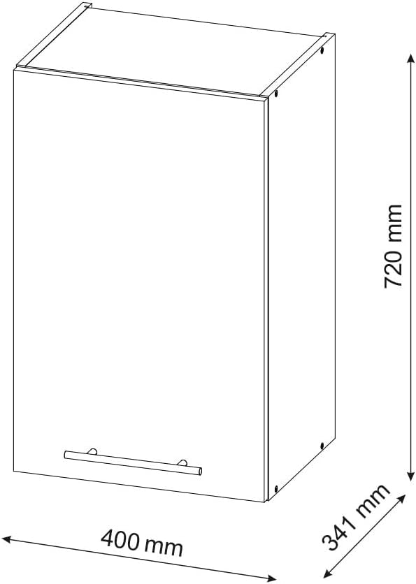 Pensile da cucina Fame-Line, Rovere nero lucido, 40 cm, per la combinazione con altri moduli della serie Fame-Line