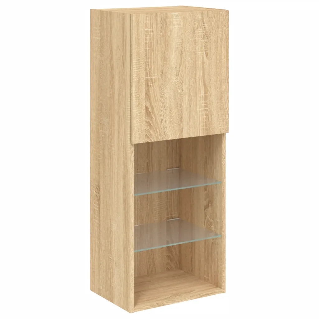 Mobili TV a Muro con LED 4pz Rovere Sonoma Legno Multistrato 3216649