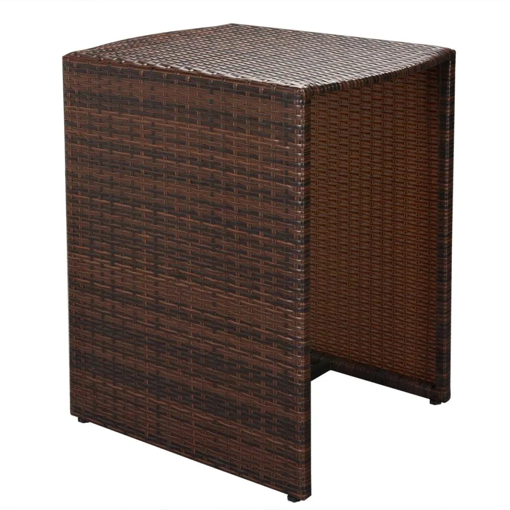 Set da Bistrot 3 pz con Cuscini in Polyrattan Marrone cod mxl 34637