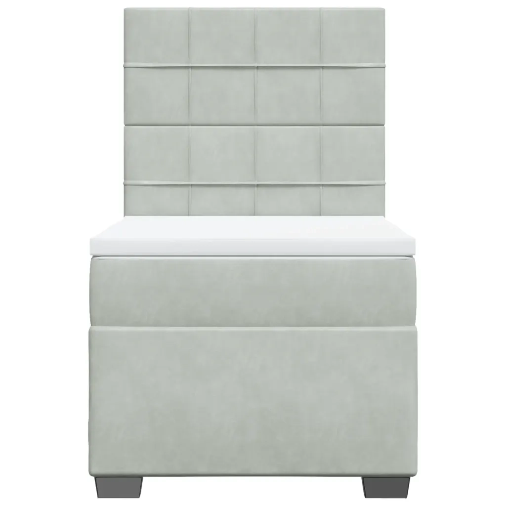 Giroletto a Molle con Materasso Grigio Chiaro 90x200 cm Velluto