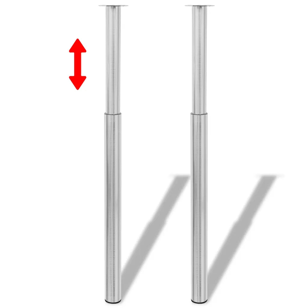 Set di 2 robuste gambe telescopiche regolabili per tavolo 60 x 710 x 1100 mm per ufficio/soggiorno acciaio inox argento 02_0046263