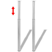 Set di 2 robuste gambe telescopiche regolabili per tavolo 60 x 710 x 1100 mm per ufficio/soggiorno acciaio inox argento 02_0046263