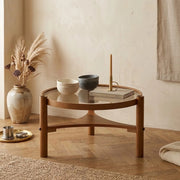 Canterano, Tavolino da Salotto un Vano, 100x100x46h cm Marrone Noce