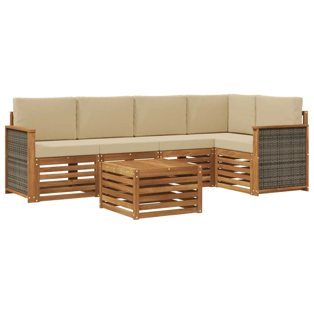 Set divano sezionale con cuscino 5 pcs Naturale