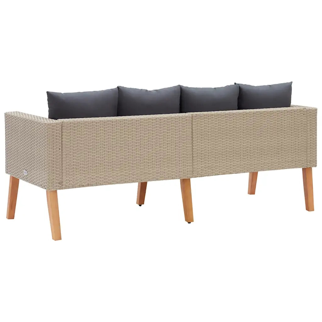 Divano da Giardino a 2 Posti con Cuscini in Polyrattan Beige 310215
