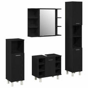 Set di mobili per il Bagno | Armadio da bagno 4 pz Nero 30 x 30 x 179,5 cm