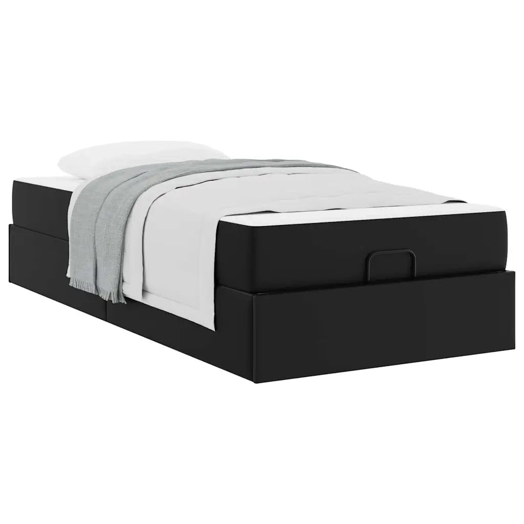 vidaXL Struttura letto con materasso Nero 90 x 190 cm Pelle sintetica
