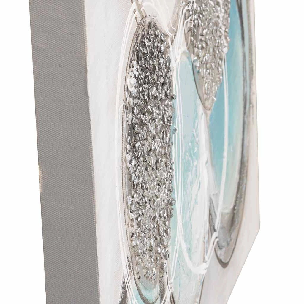 Quadro dipinto a mano con rilievo blu 60x60x3h