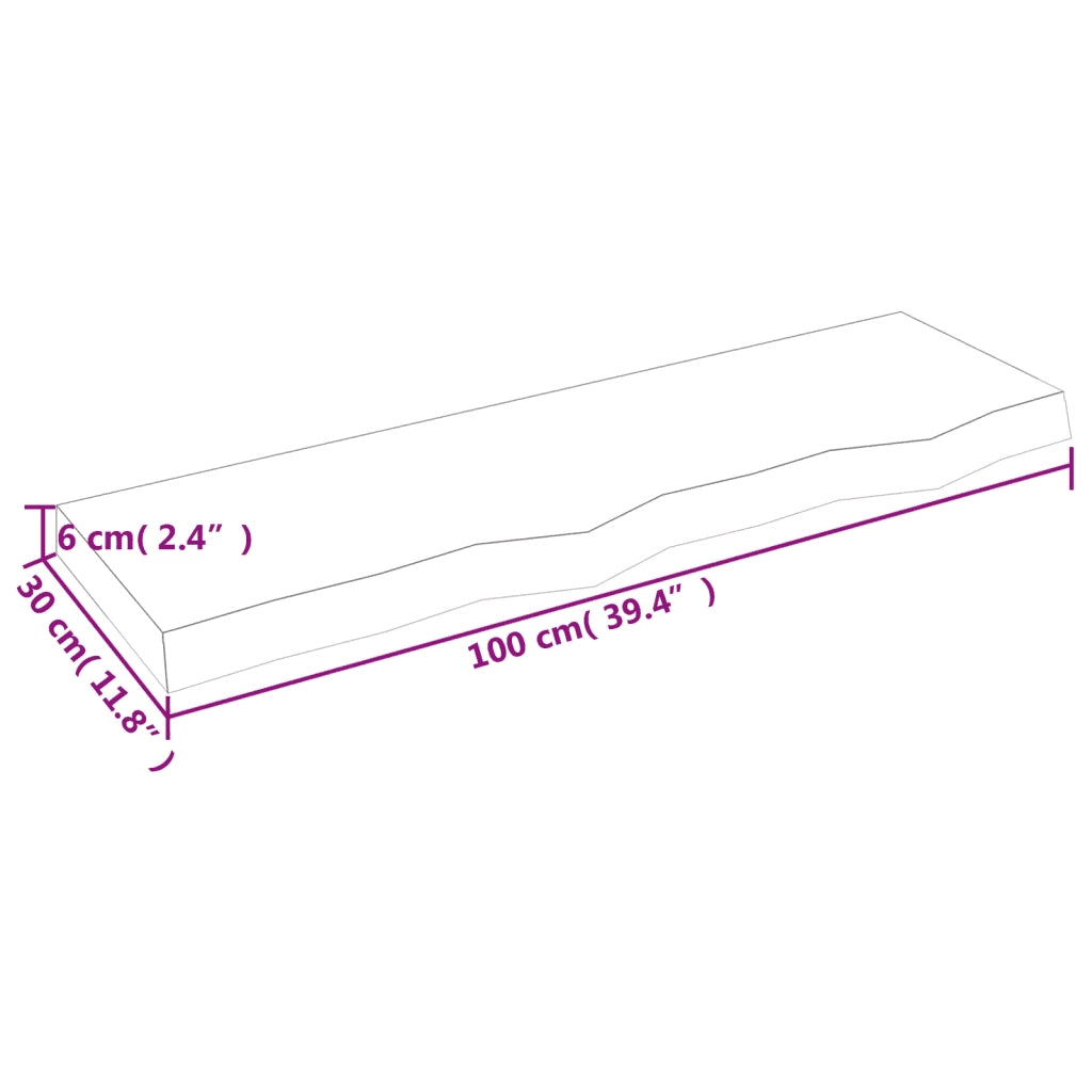 Piano Bagno Marrone 100x30x(2-6) cm Legno Massello Trattato 3156127