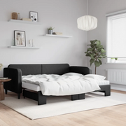 Divano Letto Estraibile con Materassi Nero 90x200 cm in Tessuto 3196836