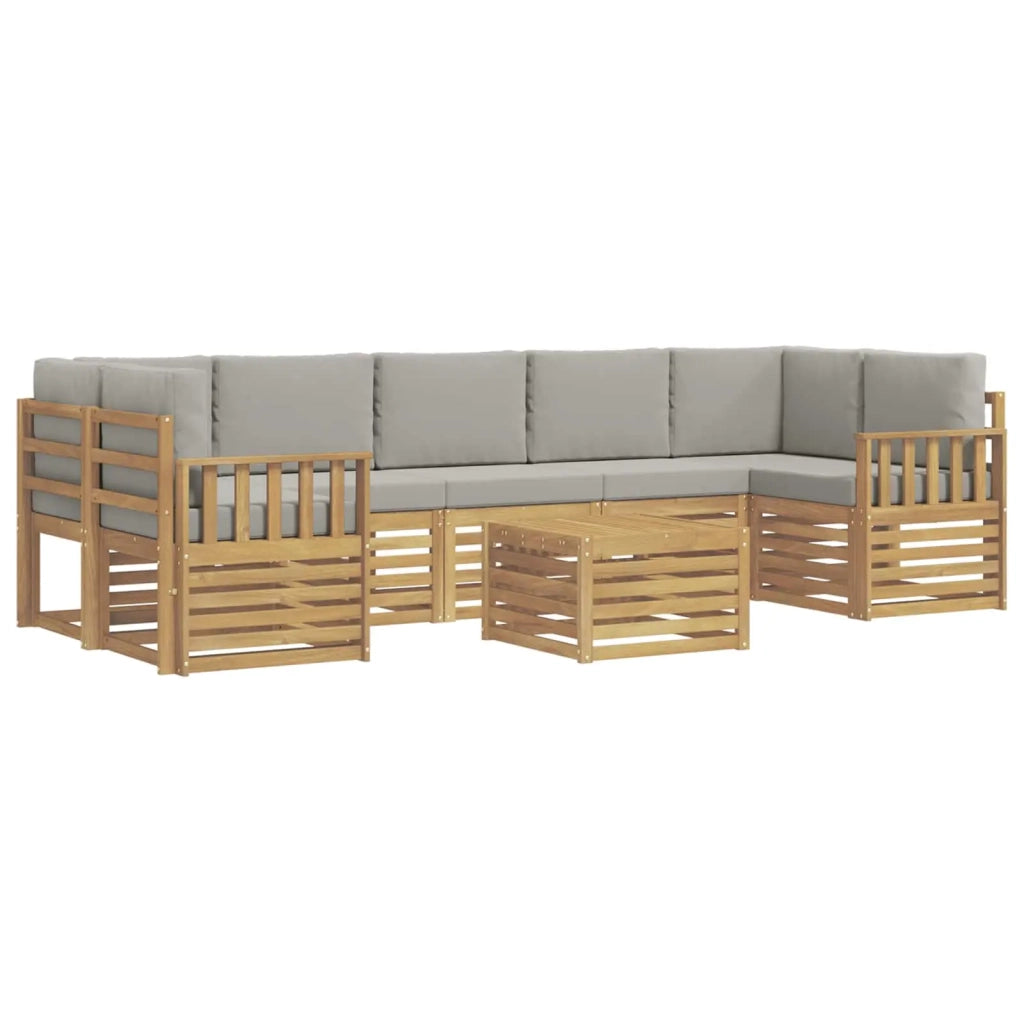Set di divani da esterno 8 pcs Bianco e Grigio Chiaro