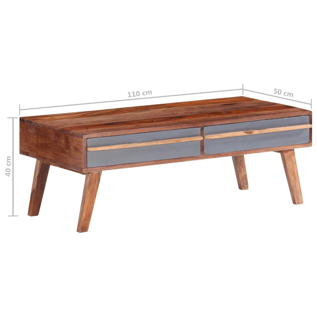 Tavolino da Salotto Grigio 110x50x40 cm Legno Massello 286372