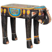 Sgabello in legno a forma di elefante multicolore 56x21x40 cm