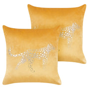 Set di 2 cuscini in velluto con stampa di animale 45 x 45 cm giallo divano soggiorno camera da letto