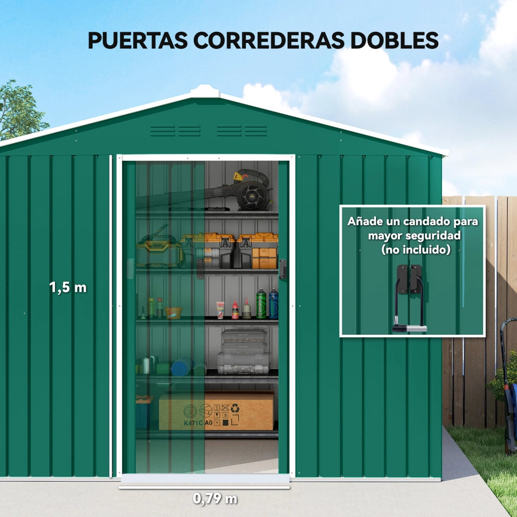 Casetta da Giardino 3,6m2 con Porte Scorrevoli ¨C Xylo ¨C 236x171x191cm Verde