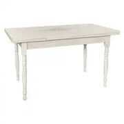 Tavolo duetto gambe tornite bianco anticato decorato con fiore in centro