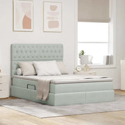 Letto con contenitore e materasso Grigio chiaro 140 x 200 cm