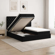 Letto ottomano con materasso con testiera 2 pz Nero Velluto 3457892