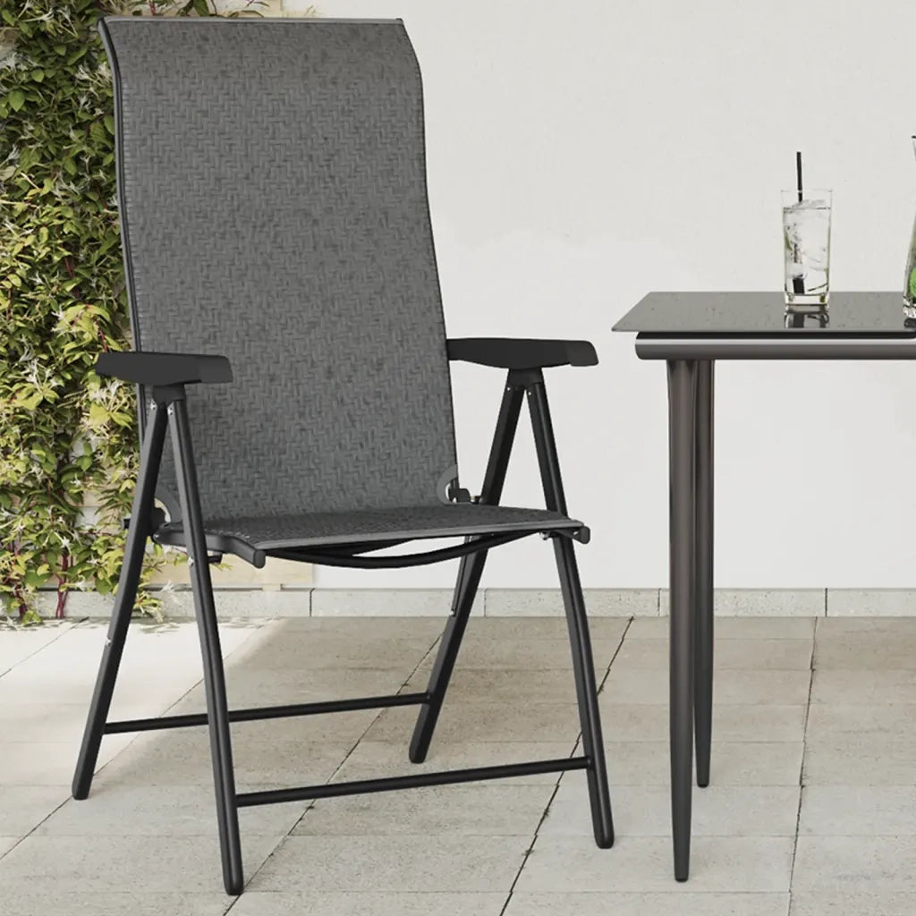 Sedie Pieghevoli da Giardino 2 pz Grigie in Polyrattan 4007140