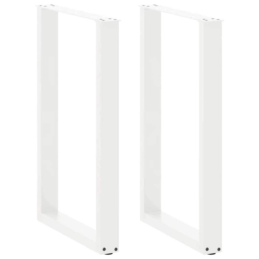Set di 2 gambe per tavolo da bar a forma di U 60 x 90 cm design moderno con piedini regolabili acciaio bianco 02_0057465