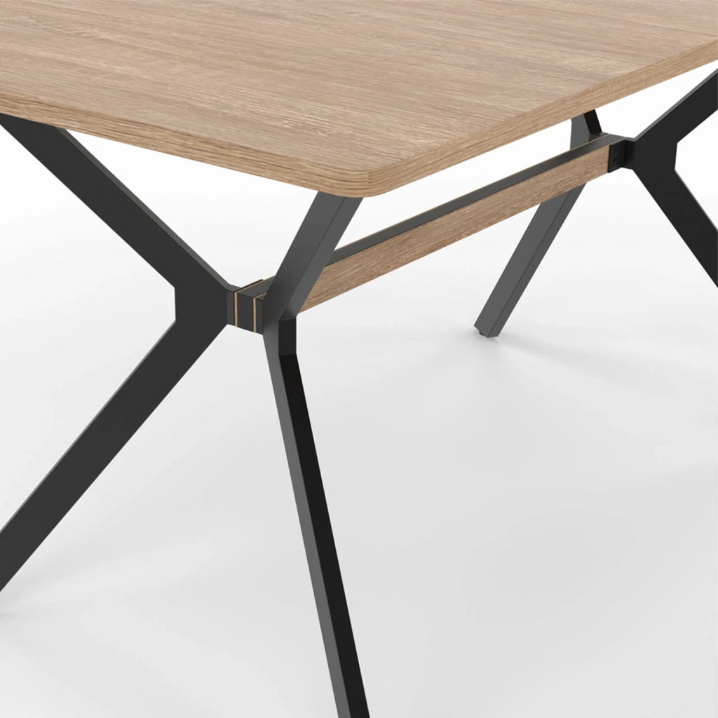 IDMarket - Tavolo da pranzo rettangolare LOUISON 8 persone legno e nero design industriale 160 cm