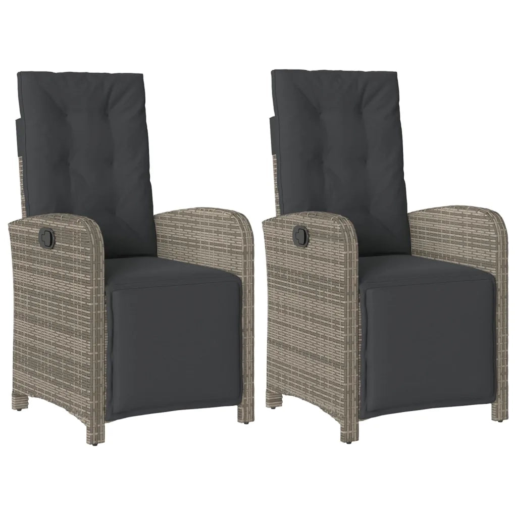 Sedie da Giardino Reclinabili 2 pz | Sedie da Esterno con Poggiapiedi Polyrattan