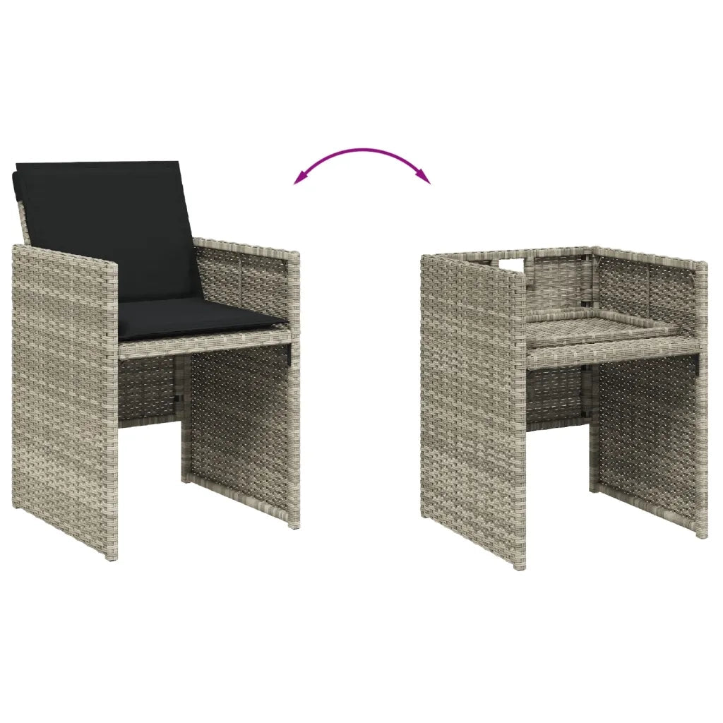 Set Pranzo Giardino 11pz con Cuscini Grigio Chiaro Polyrattan 3277702