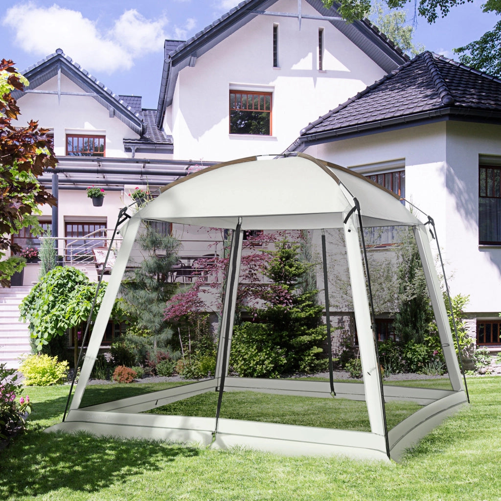 Tenda da giardino 3x3 m ¨C zephmum ¨C bianco con 4 zanzariere e 2 porte
