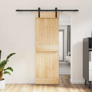 Porta scorrevole Naturale e Nero 70 x 210 cm 3444896