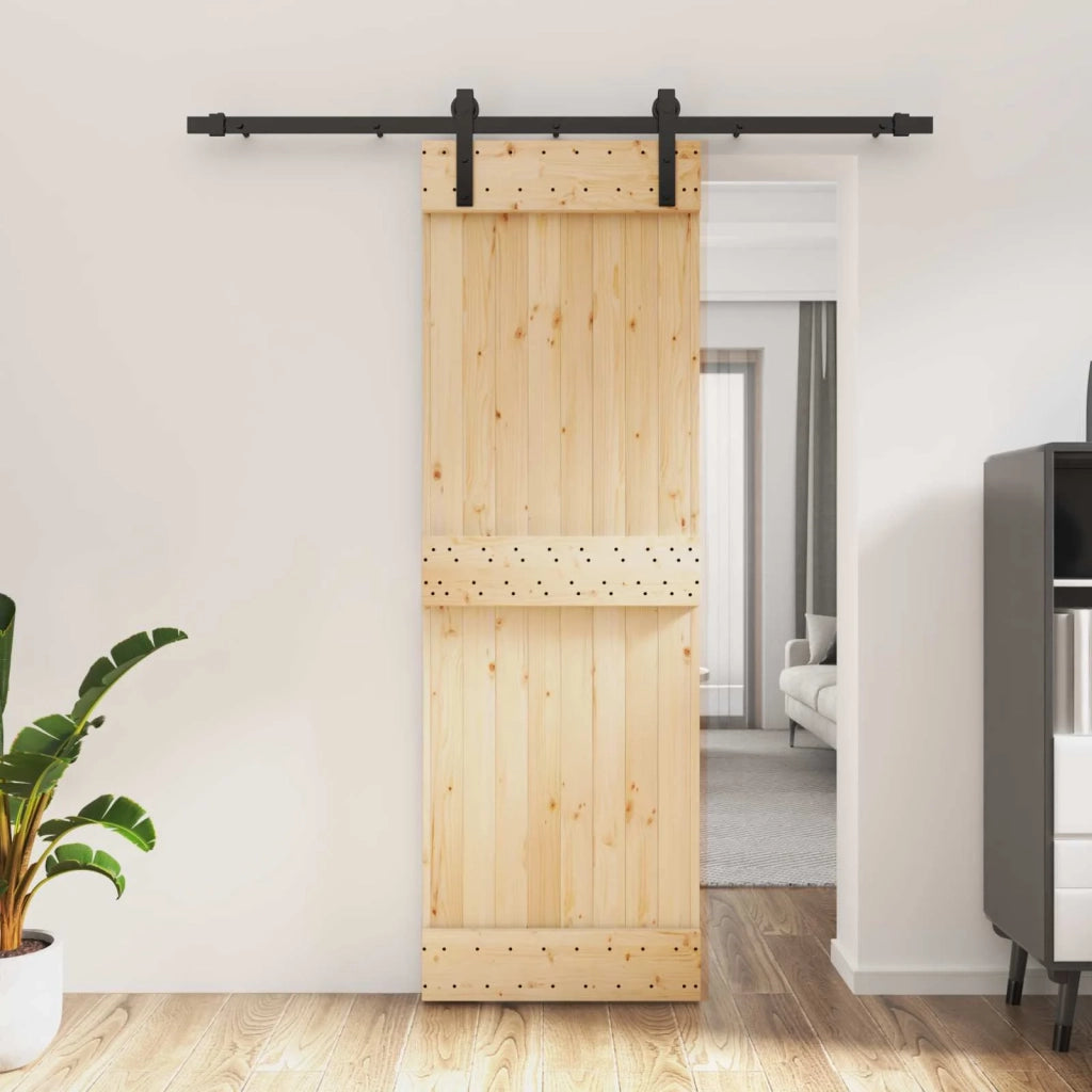 Porta scorrevole Naturale e Nero 70 x 210 cm 3444896